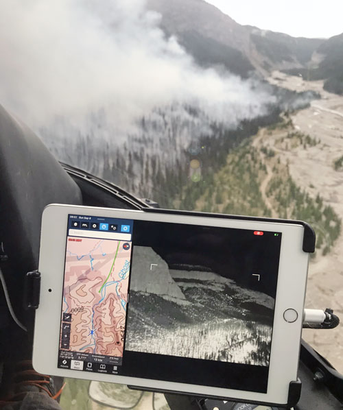 evs-smoke-helicopter-ipad iPad showing EVS Display on Helicopter
