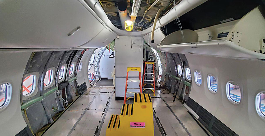 interior-retrofit-910 Image of aircraft cabin being refurbished